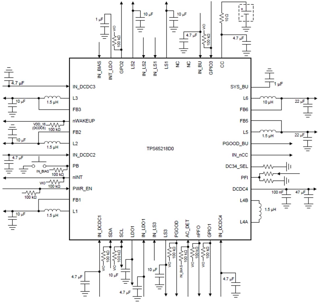 Schematic - Texas Instruments TPS65218D0 Power Management IC (PMIC)