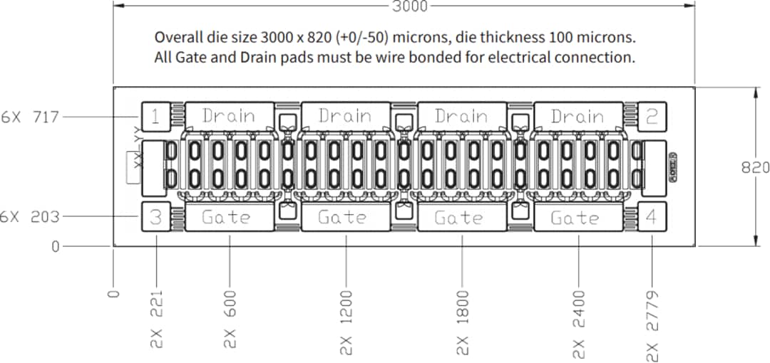 Mechanical Drawing - MACOM CGHV60040D & CGHV60075D5 6GHz GaN HEMTs