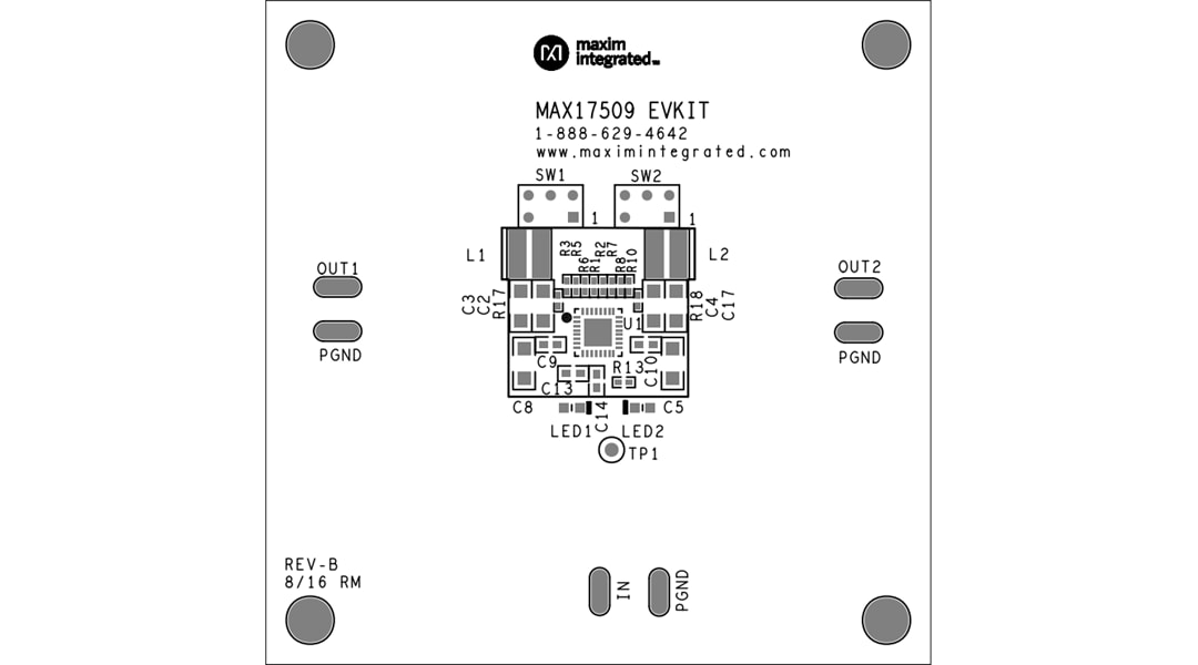Mechanical Drawing - Analog Devices / Maxim Integrated MAX17509 Evaluation Kit