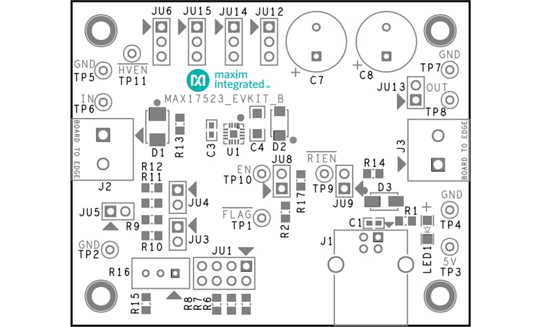 Mechanical Drawing - Analog Devices / Maxim Integrated MAX17523EVKIT Evaluation Kit