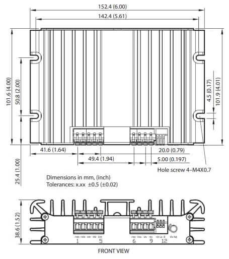 Mechanical Drawing - TRACO Power TEQ 300WIR 300W DC/DC Converters
