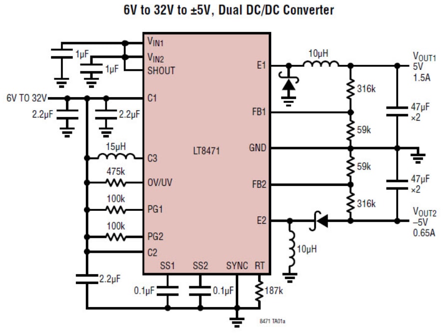 Analog Devices Inc. LT8471 Dual Multitopology DC/DC Converters