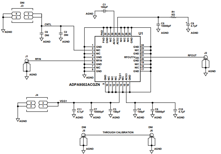 Schematic - Analog Devices Inc. ADPA9002-EVALZ Evaluation Board
