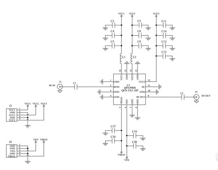 Schematic - Qorvo QPA9903EVB01 1805–1880MHz Evaluation Board