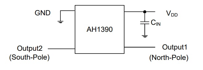 Application Circuit Diagram - Diodes Incorporated AH1390 Unipolar Hall Effect Switch