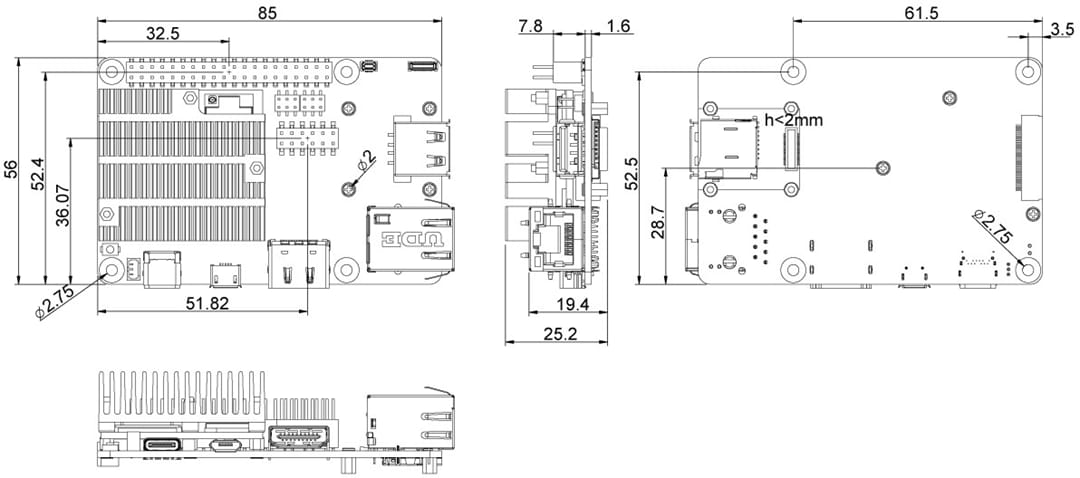 Mechanical Drawing - Wandboard PICO-PI-IMX8M Single Board Computers