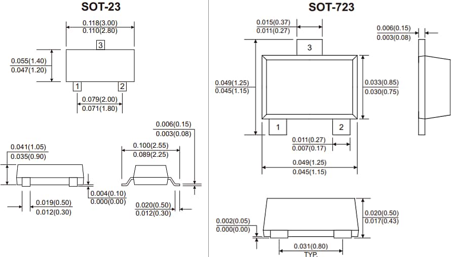 Mechanical Drawing - Comchip Technology BAT54-HF SMD Schottky Barrier Diodes