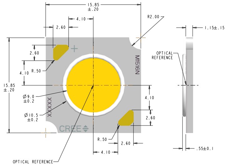 Mechanical Drawing - Cree LED XLamp® CMA1516 LEDs