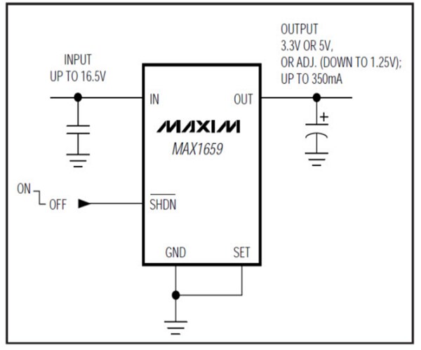 Block Diagram - Analog Devices / Maxim Integrated MAX1659 Low-Dropout Linear Regulators