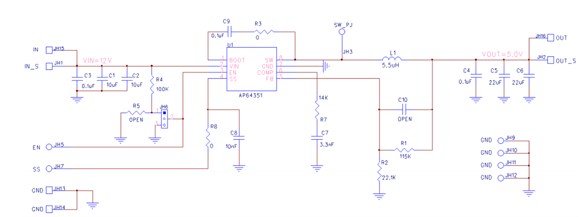 Schematic - Diodes Incorporated AP64351SP-EVM Evaluation Board