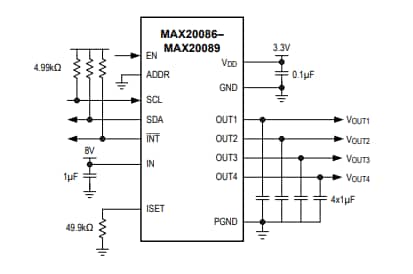 Application Circuit Diagram - Analog Devices Inc. MAX2008x Camera Power Protect ICs