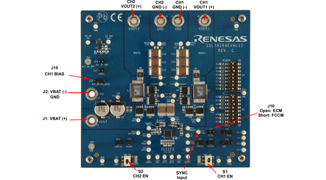 Renesas Electronics ISL78264EVAL1Z Evaluation Board