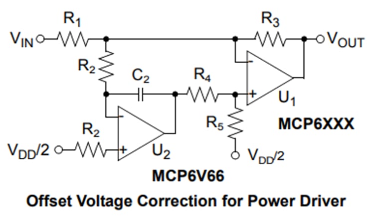 Application Circuit Diagram - Microchip Technology MCP6V66/6U/7/9 Zero-Drift Op Amps