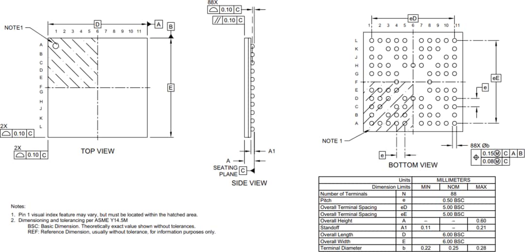 Mechanical Drawing - Microchip Technology ATMXT640UD maXTouch® Touchscreen Controller