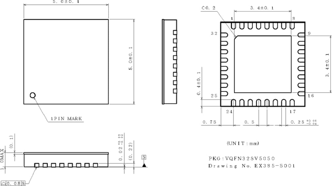 Mechanical Drawing - ROHM Semiconductor BM81810MUV-M Automotive Panel Power Management IC