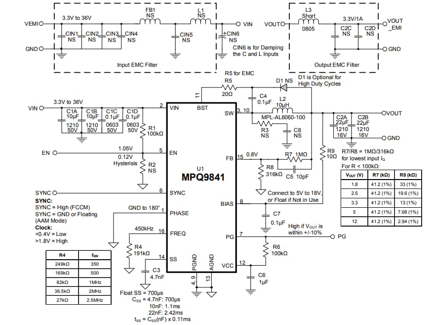 Schematic - Monolithic Power Systems (MPS) EVBL9841-L-00A Evaluation Board