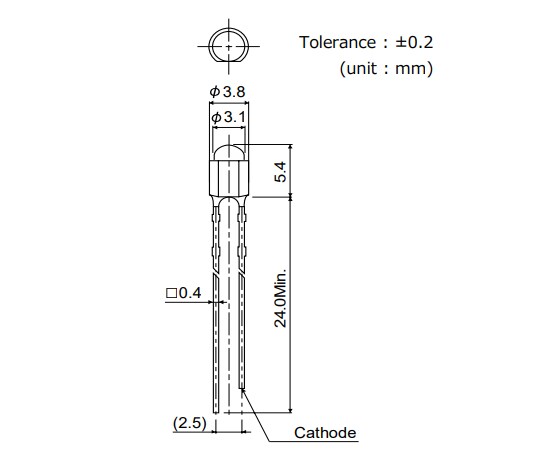 Mechanical Drawing - ROHM Semiconductor SLI-343x Through Hole Multi-Color LEDs