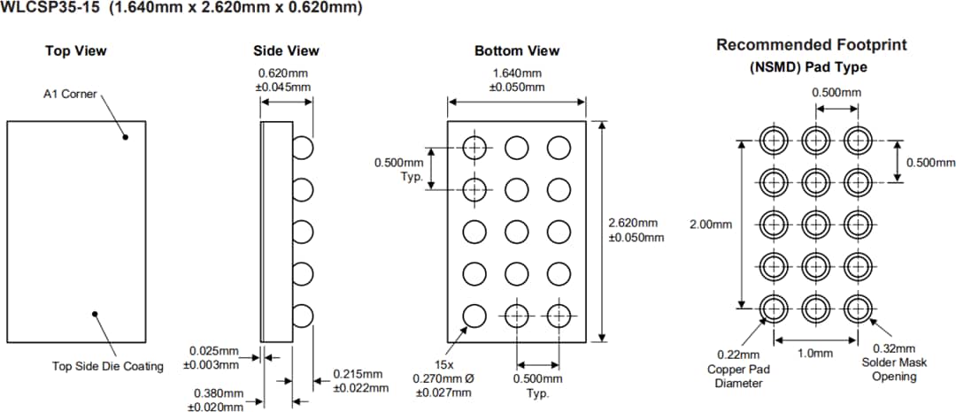 Mechanical Drawing - Kinetic Technologies KTS1698 VBUS Current-Sink Protection Load Switches