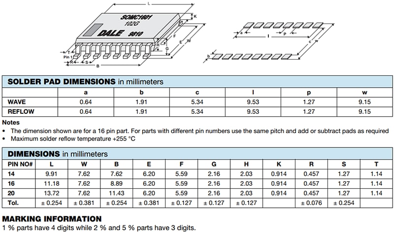 Vishay / Dale SOMC Dual-In-Line Thick Film Resistor Networks