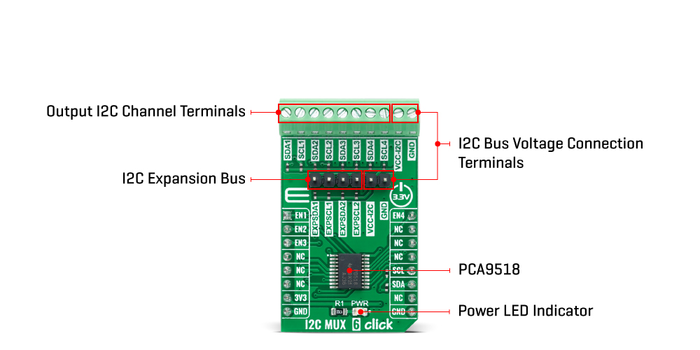 Block Diagram - Mikroe I2C MUX 6 Click