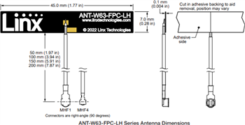 Mechanical Drawing - TE Connectivity / Linx Technologies ANT‐W63-FPC Wi-Fi® 6/6E Antennas