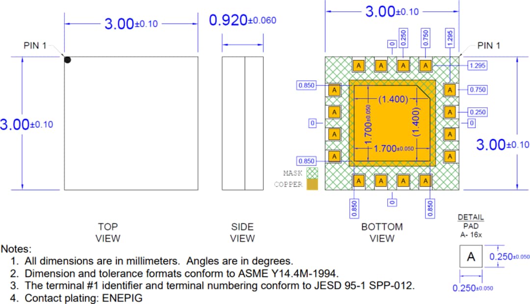 Mechanical Drawing - Qorvo QPC4043 Closed Loop Voltage-Controlled Attenuator