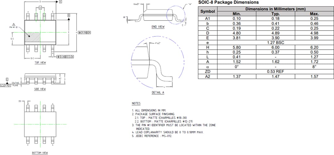 Mechanical Drawing - Allegro MicroSystems CT41x XtremeSense® TMR Current Sensors