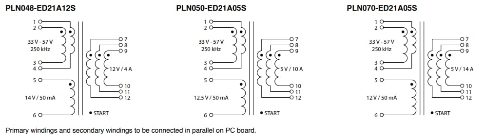 Schematic - Bourns PLN Planar Transformers