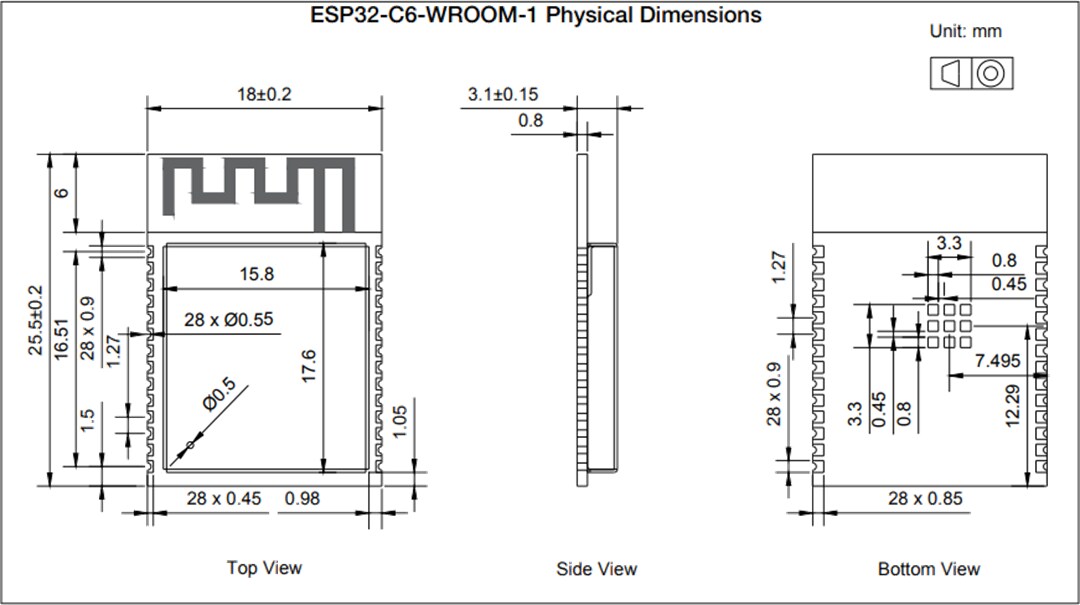 Mechanical Drawing - Espressif Systems ESP32-C6-WROOM-1 Multiprotocol Modules
