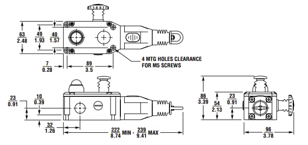 Mechanical Drawing - Omron Industrial Automation ER6022-SS Stainless Steel Rope Pull Switches