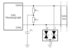 Application Circuit Diagram - Texas Instruments ESD2CANx-Q1 ESD Protection Diodes