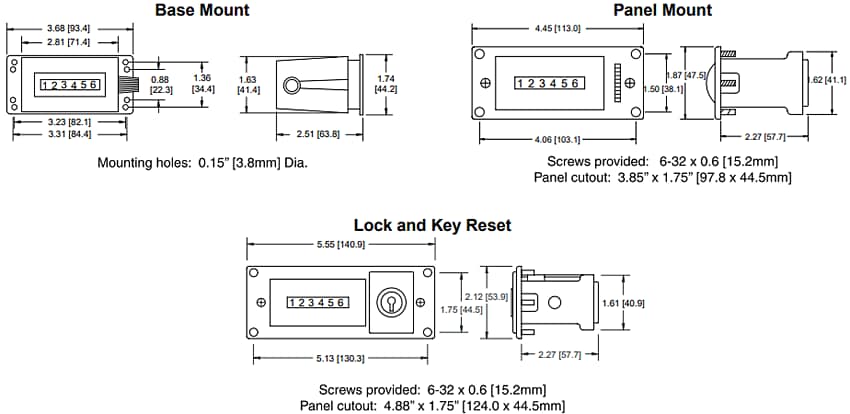 Mechanical Drawing - Trumeter 10 Series Electromechanical Counters