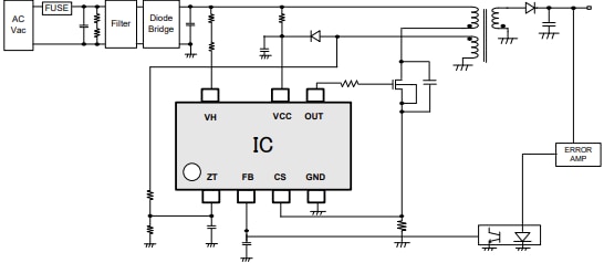 Application Circuit Diagram - ROHM Semiconductor BM1Q0xAFJ-LBE2 Quasi-Resonant DC/DC Converter ICs