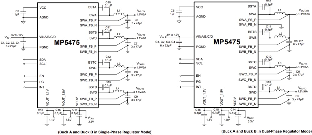 Application Circuit Diagram - Monolithic Power Systems (MPS) MP5475 Power Management ICs (PMICs)