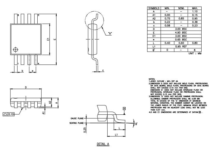 Mechanical Drawing - MaxLinear MxL8321x RS-485/422 Transceivers