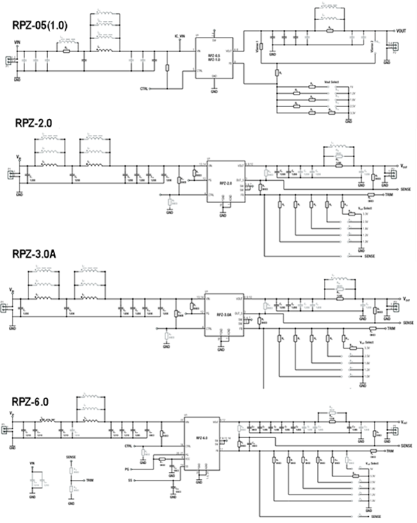 Schematic - RECOM Power RPZ-x-EVM-1 Evaluation Modules