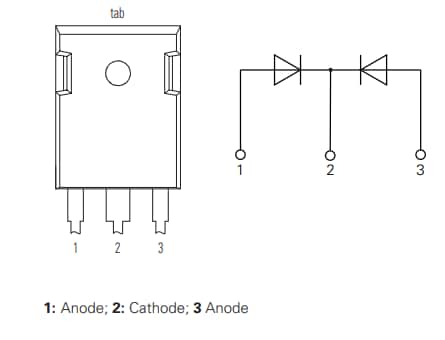 Schematic - IXYS DPF100C1200HB 1200V, 2x 50A Fast Recovery Diodes