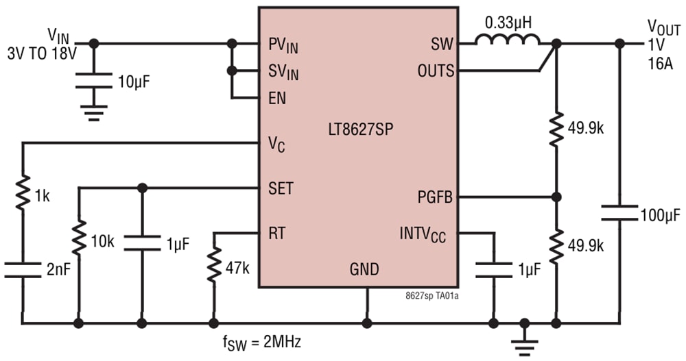 Application Circuit Diagram - Analog Devices Inc. LT8627SP Synchronous Step-Down Regulators