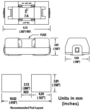 Mechanical Drawing - Littelfuse 154 Series OMNI-BLOK® Fuse & Holder Assemblies