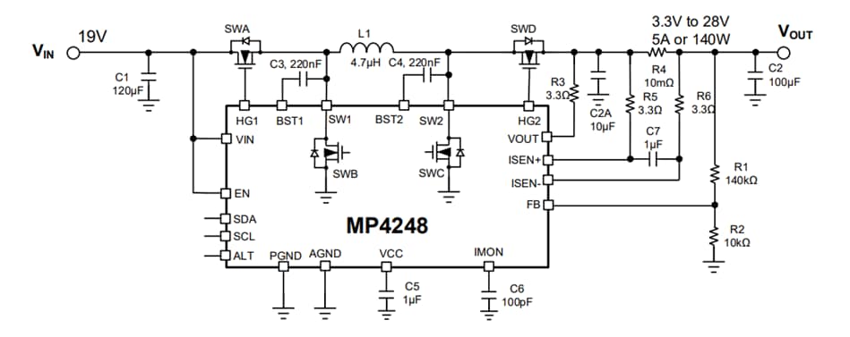 Application Circuit Diagram - Monolithic Power Systems (MPS) MP4248 Buck-Boost Converters