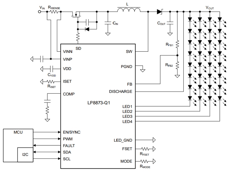 Schematic - Texas Instruments LP8873-Q1 LED-Backlight Driver