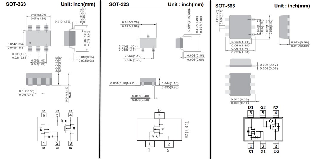 Mechanical Drawing - PANJIT 50V Enhancement Mode MOSFETs