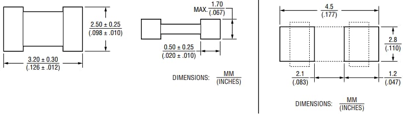Mechanical Drawing - Bourns BVRA1210 Automotive-Grade Low-Voltage Varistors