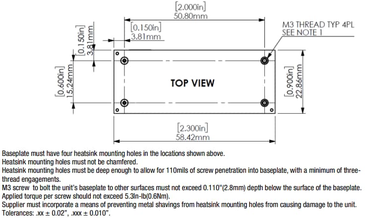 Mechanical Drawing - Murata Power Solutions UWE 240W Digital DC-DC Power Converter