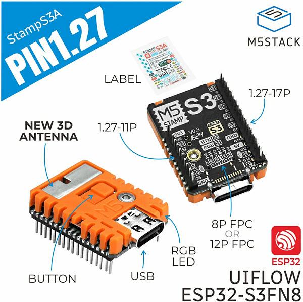 Infographic - M5Stack Stamp-S3A Multiprotocol Modules