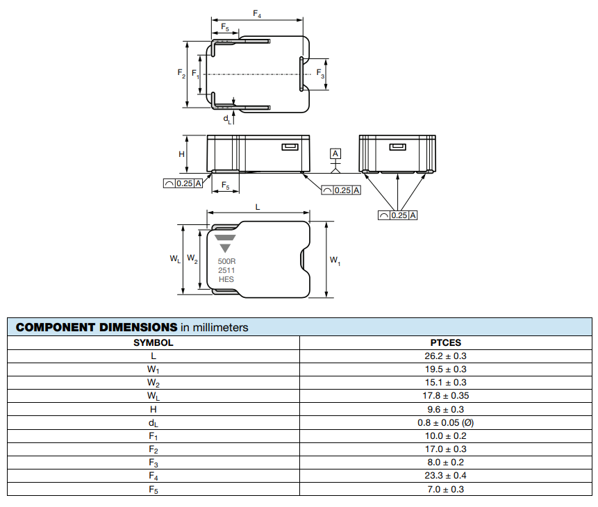 Chart - Vishay / BC Components PTCES SMD PTC Thermistors