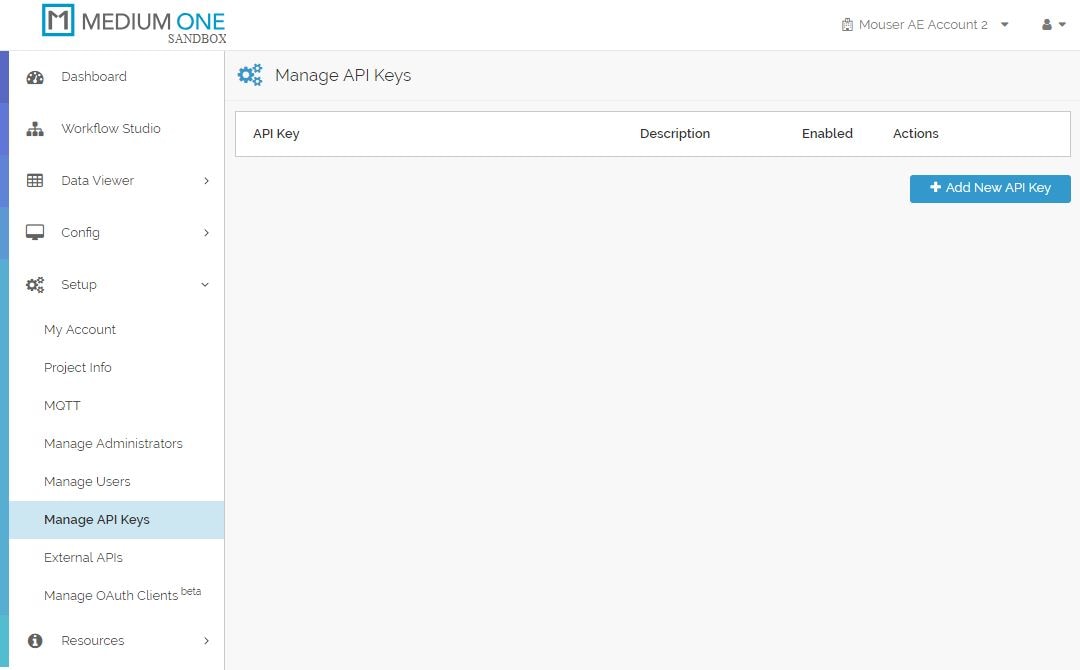 Manage API Keys Screen