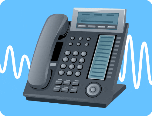 an animation of a phone with sound waves scrolling in