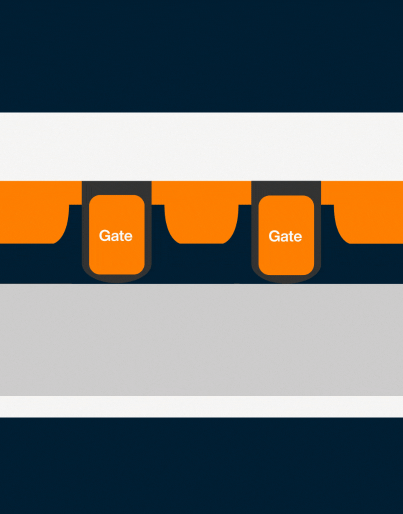 Visualization of the added shields on gate technology, represented as an illustration.